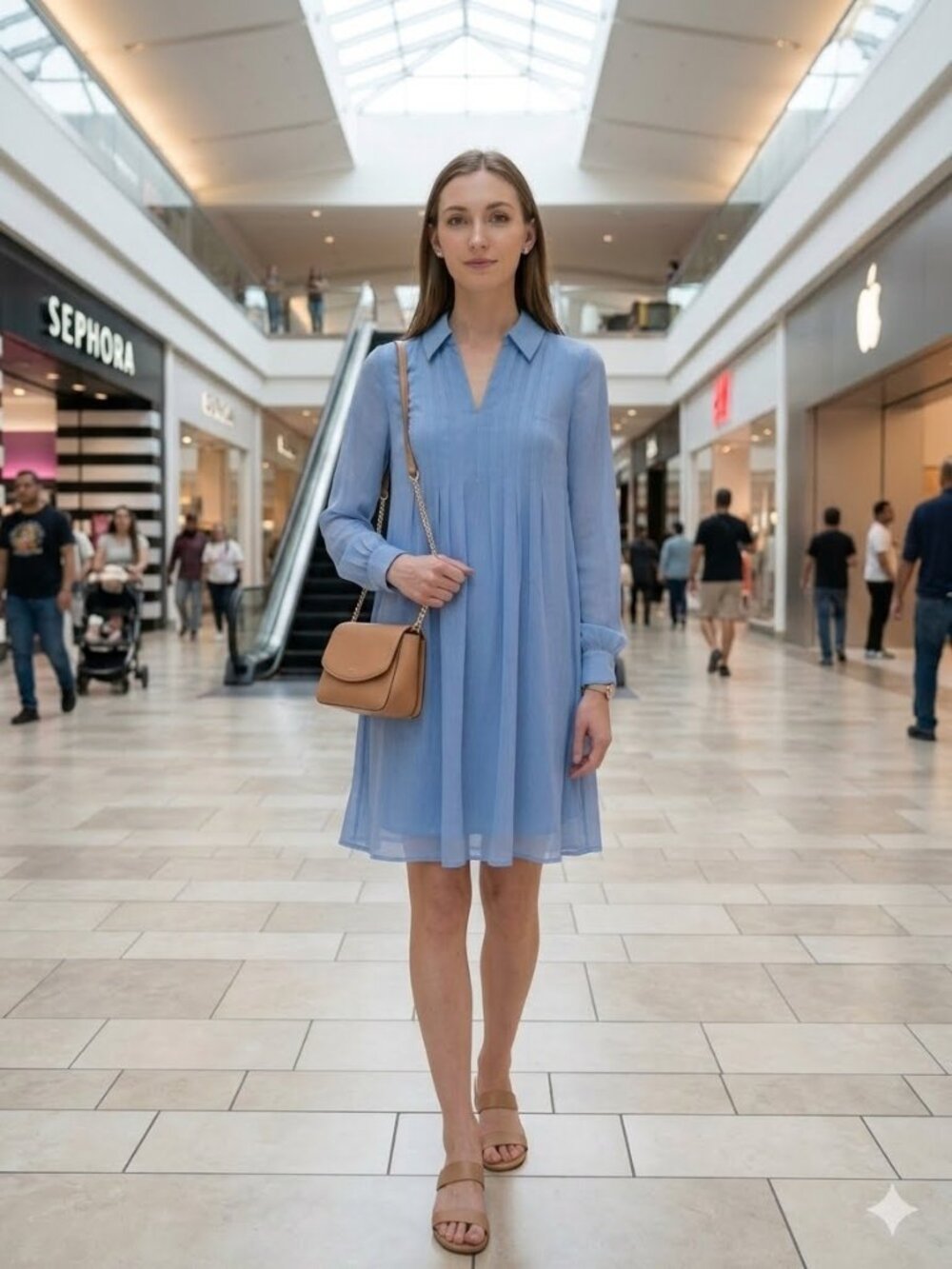 Nine West pintuck mini dress in Victoria Peri, size XS